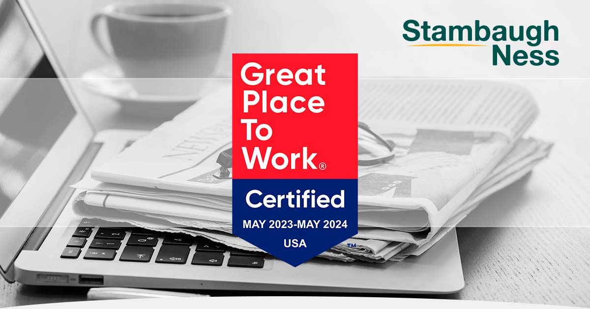 Stambaugh Ness Earns 2023 Great Place to Work Certification