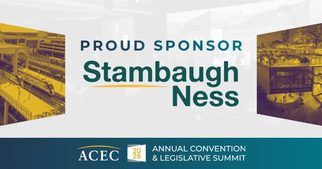 Stambaugh Ness proud sponsor of 2026 ACEC Annual Convention and Legislative Summit; AEC industry firm success partners.