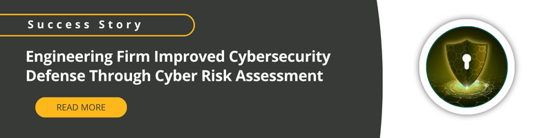 A promotional graphic with the title "Cyber Risk Assessment Strengthens Engineering Firm Cybersecurity" and a "Read More" button, alongside a cybersecurity shield on technology background.