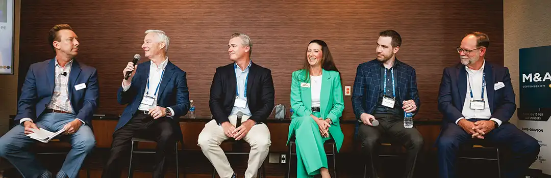 M&ANext 2026 panel. L2R: Chad Clinehens, Gene Dawson, Brian Kirkpatrick, Tracey Eaves, Peter Grupp, Mitch Fortner