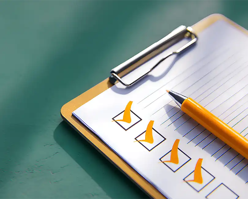 A checklist with five yellow check marks, a clipboard, and a yellow pen on a green surface. Text reads: "Preparing Your Accounting System for Government Contract Success" by Robert E. Jones, CPA, CPCM. Stambaugh Ness logo at bottom right.