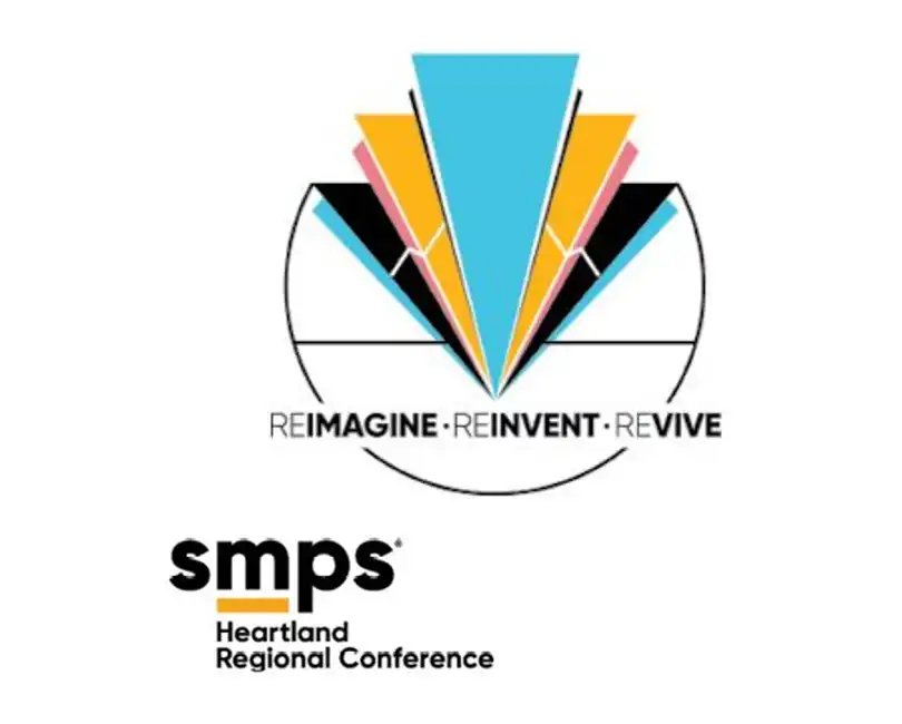 SMPS Heartland Regional Conference logo featuring vibrant geometric fan graphics an dthe conference theme: REIMAGINE, REINVENT, REVIVE